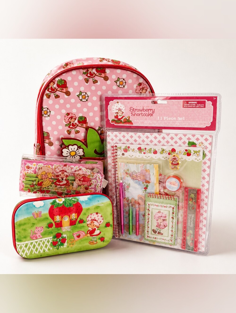Strawberry Shortcake School Bundle Backpack Pencil Case & Accessories NWT ๐โจ - Picture 1 of 8